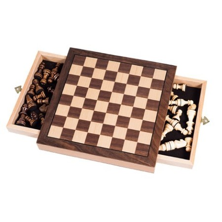 TOY TIME Elegant Inlaid Wood Chess Cabinet with Staunton Wood Chessmen 183017SZM